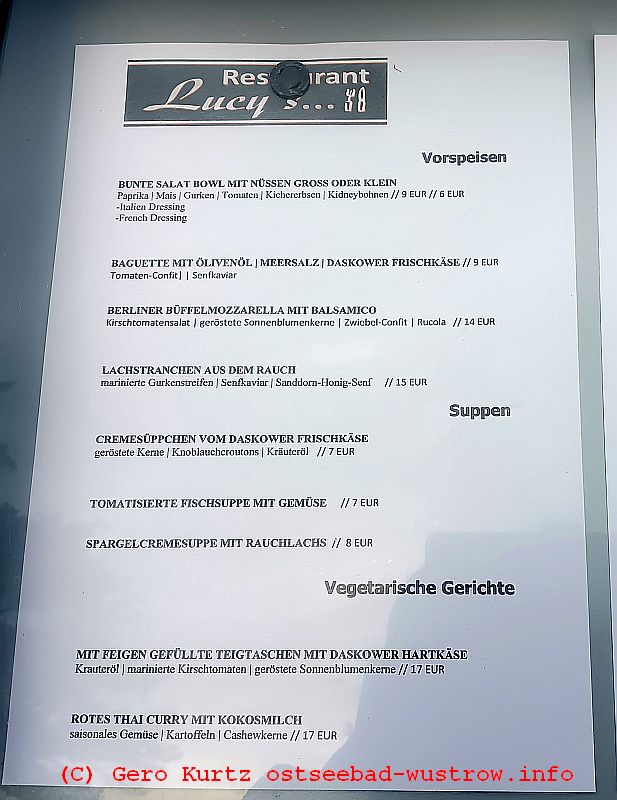 Restaurant Lucys Speisekarte 01